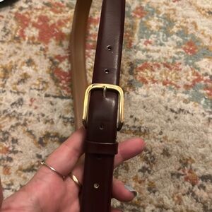 Christian Dior gold buckle burgundy belt